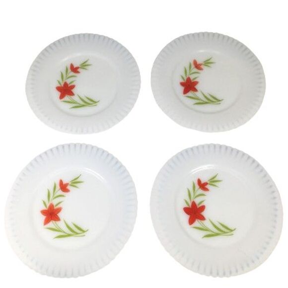4 Macbeth Evans Monax Petalware Florette Floral 8" Salad Bread Dessert Plates - Picture 1 of 9
